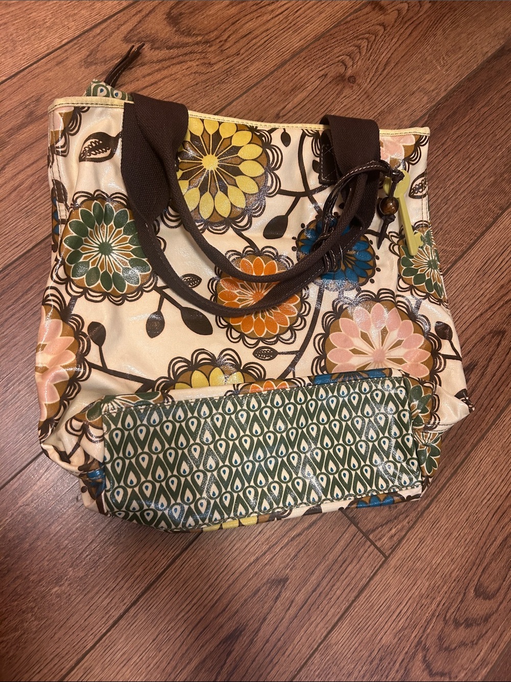 Fossil Cream Tote with Multicolor Floral Medallions - Picture 2 of 8